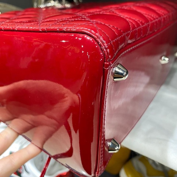 Large Lady Dior Red Patent leather - Picture 9 of 11
